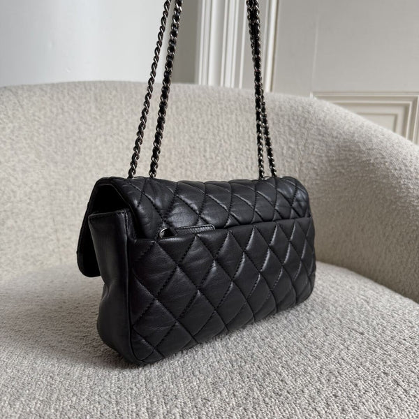 2010 Chanel Classic Coco Rain Quilted Black Leather Shoulder Bag
