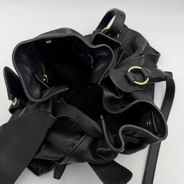 Miu Miu Vitello Leather Black Tote Bag