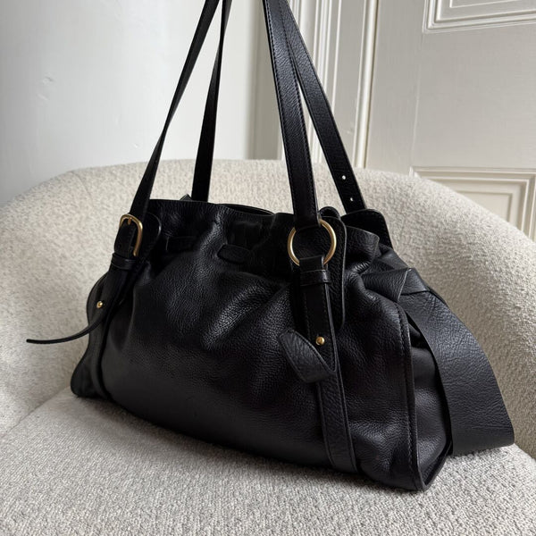 Miu Miu Vitello Leather Black Tote Bag