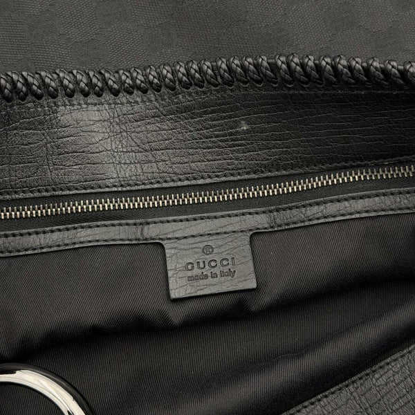 Gucci GG Canvas Horsebit Hobo Black Large Shoulder Bag