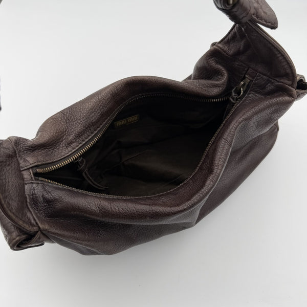 Archive Miu Miu Pocket Leather Brown Shoulder Bag