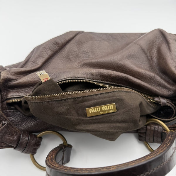 Archive Miu Miu Pocket Leather Brown Shoulder Bag