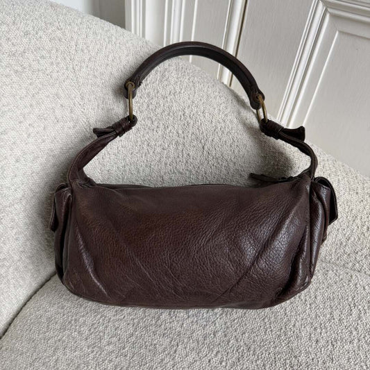 Archive Miu Miu Pocket Leather Brown Shoulder Bag
