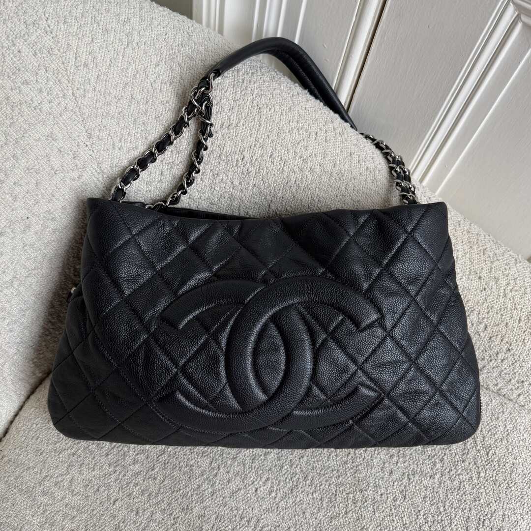 2008 Chanel CC Timeless Expandable Caviar Black Shoulder Bag