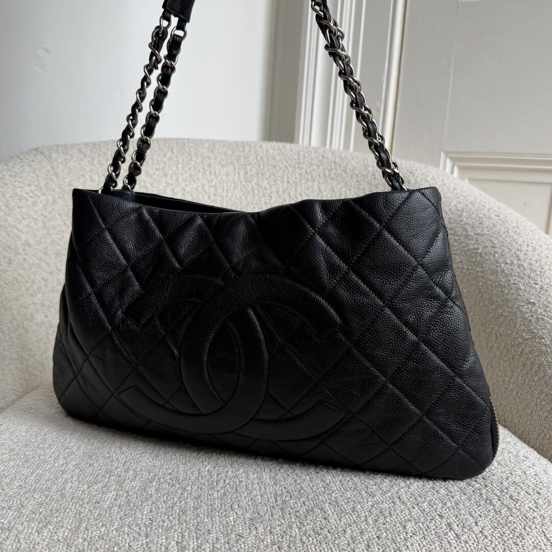 2008 Chanel CC Timeless Expandable Caviar Black Shoulder Bag