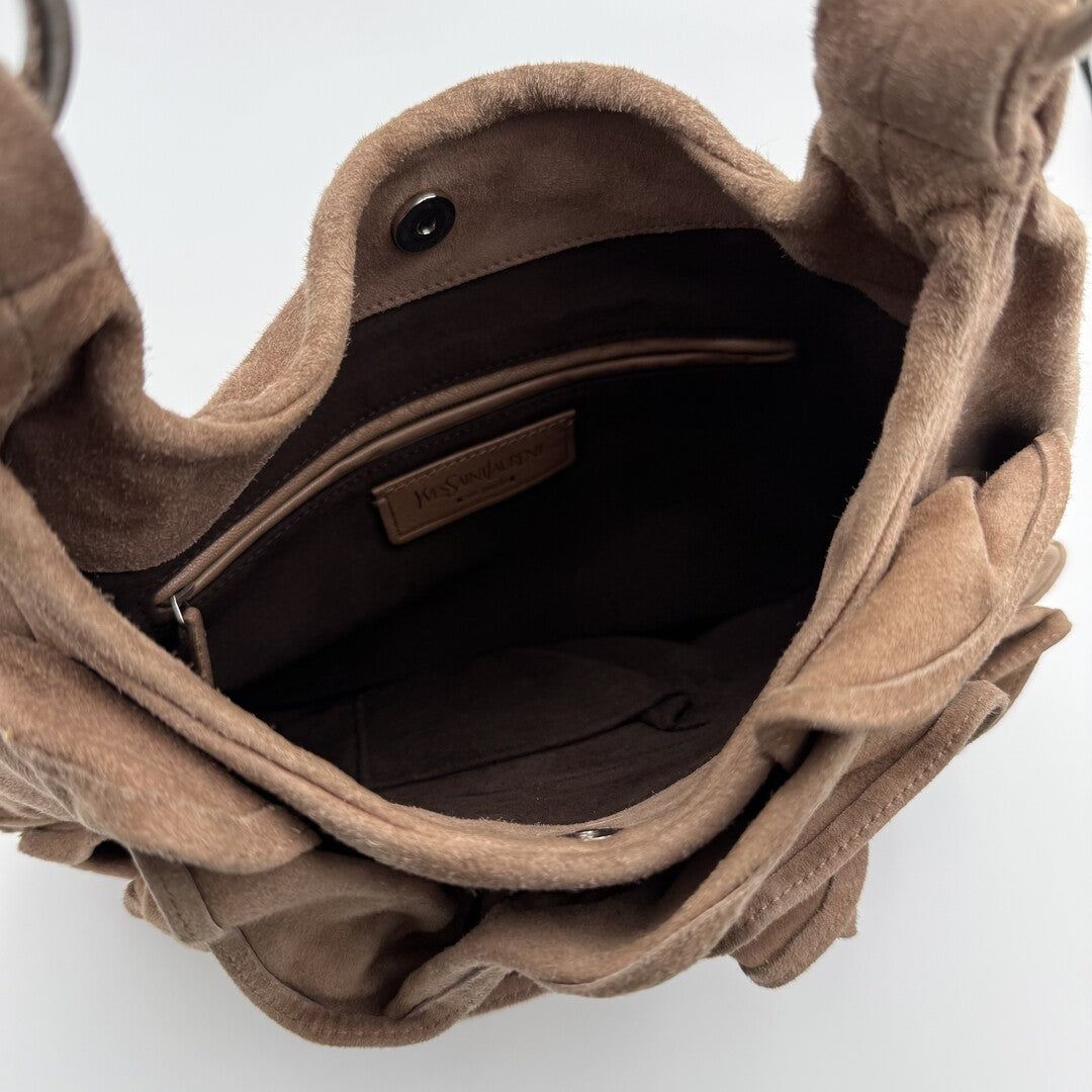 Yves Saint Laurent Rive Gauche Suede Nadja Brown Shoulder Bag