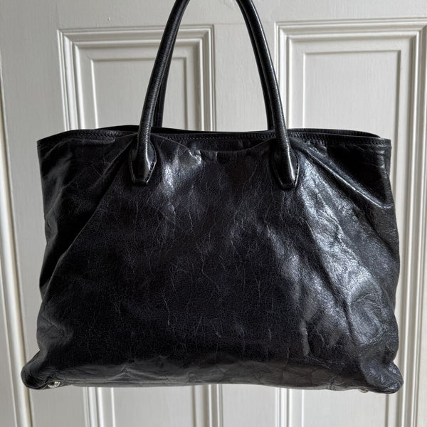 Miu Miu Vitello Shine Black Leather Shoulder Bag