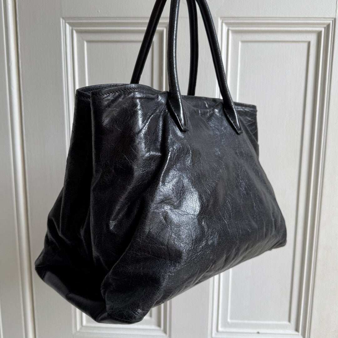Miu Miu Vitello Shine Black Leather Shoulder Bag