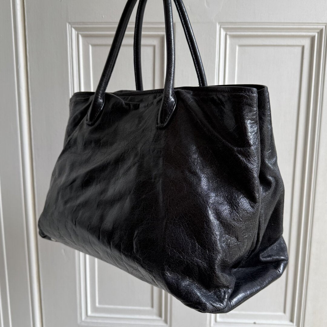 Miu Miu Vitello Shine Black Leather Shoulder Bag
