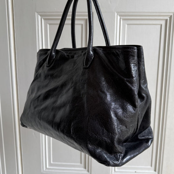 Miu Miu Vitello Shine Black Leather Shoulder Bag