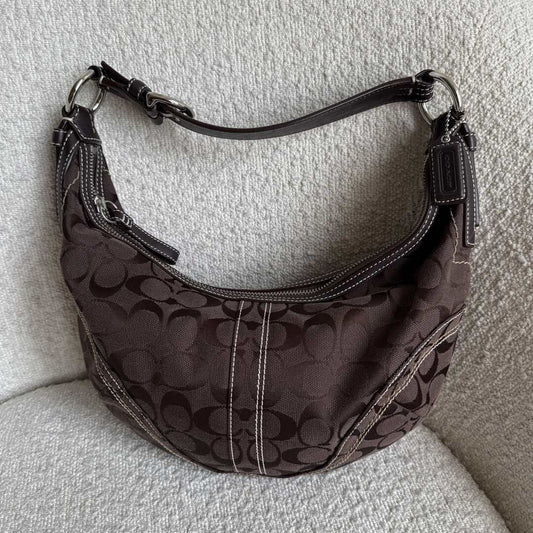 Coach Signature Croissant Brown Shoulder Bag