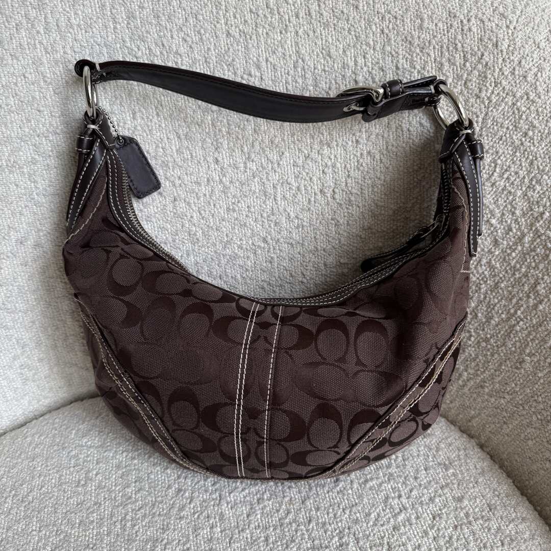 Coach Signature Croissant Brown Shoulder Bag