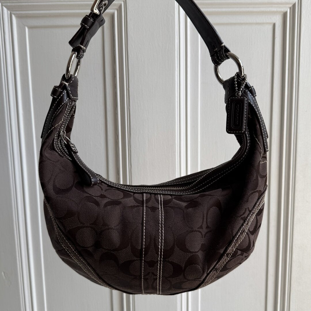 Coach Signature Croissant Brown Shoulder Bag