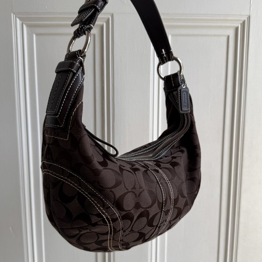 Coach Signature Croissant Brown Shoulder Bag
