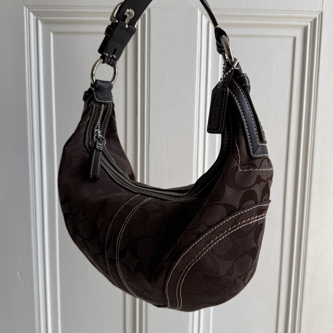 Coach Signature Croissant Brown Shoulder Bag