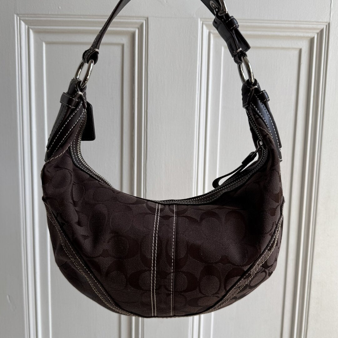 Coach Signature Croissant Brown Shoulder Bag