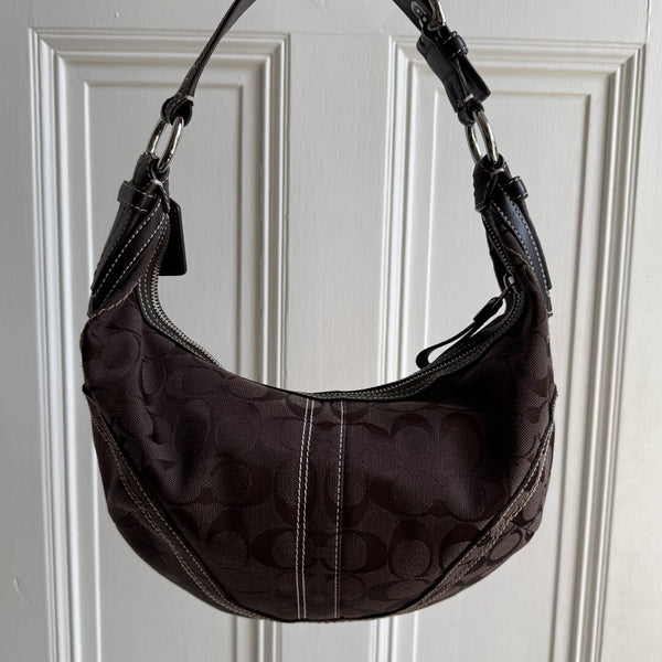 Coach Signature Croissant Brown Shoulder Bag