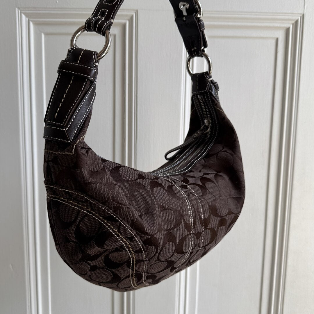 Coach Signature Croissant Brown Shoulder Bag