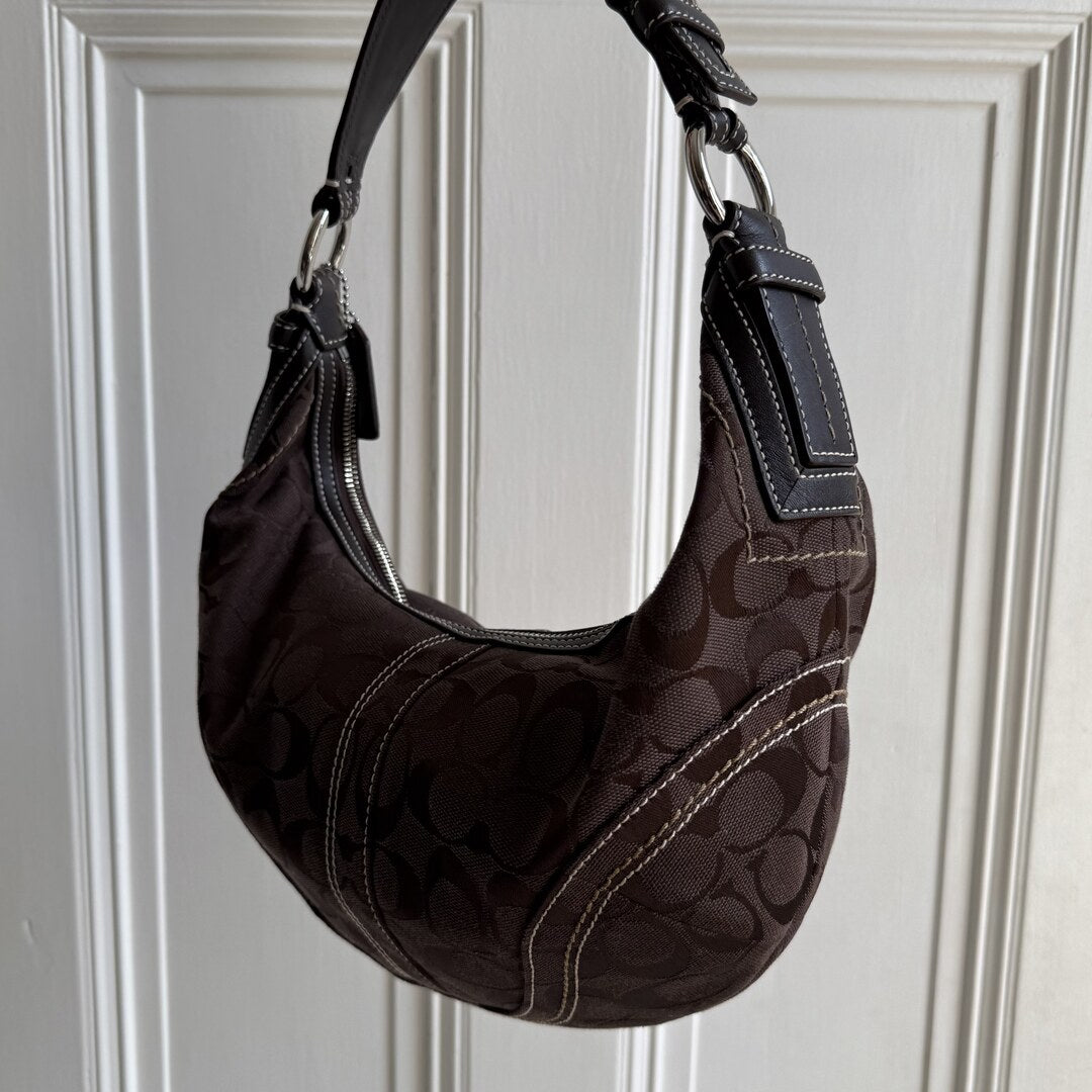 Coach Signature Croissant Brown Shoulder Bag