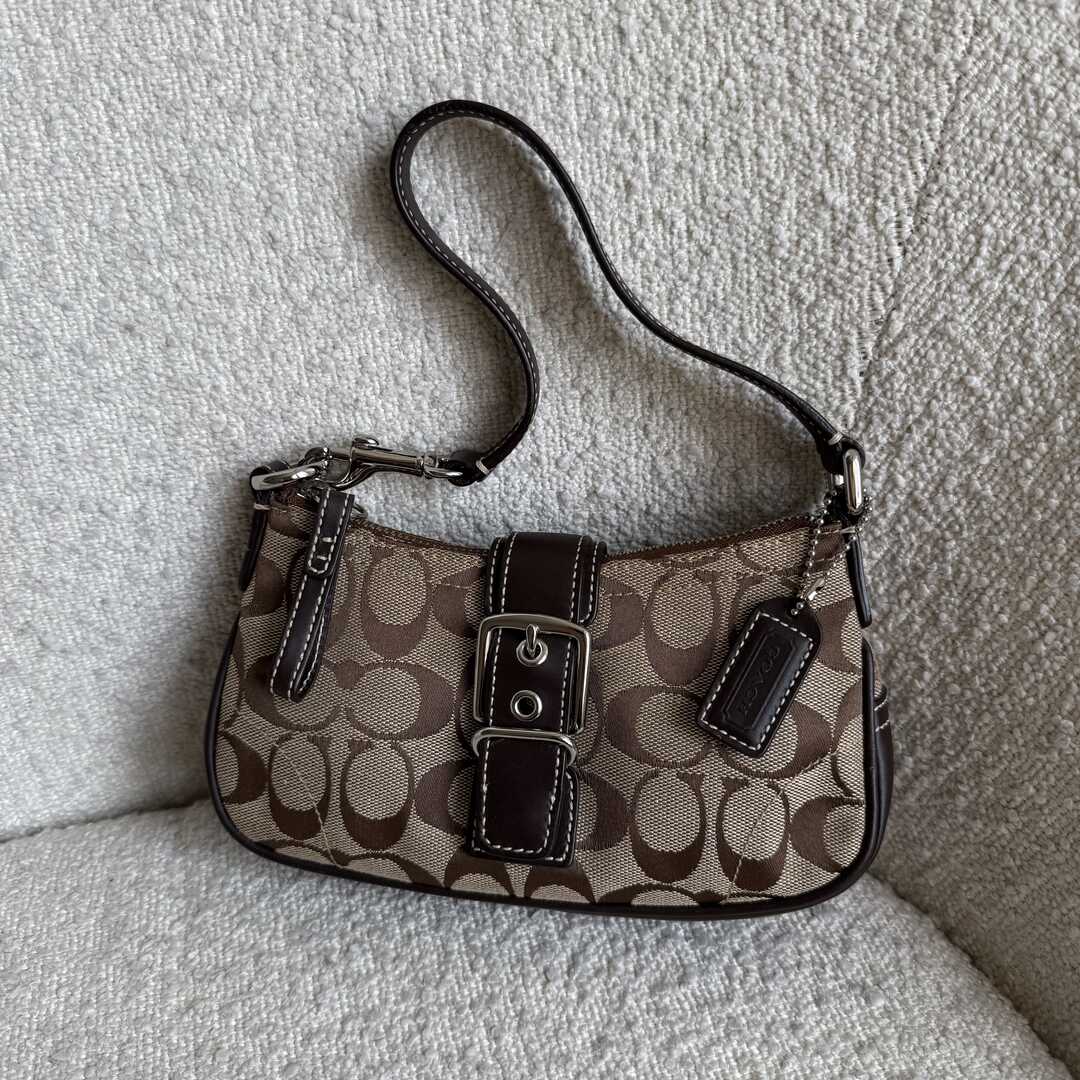 Coach Signature Mini Buckle Brown Shoulder Bag