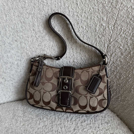 Coach Signature Mini Buckle Brown Shoulder Bag