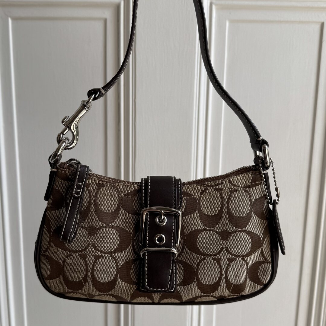 Coach Signature Mini Buckle Brown Shoulder Bag