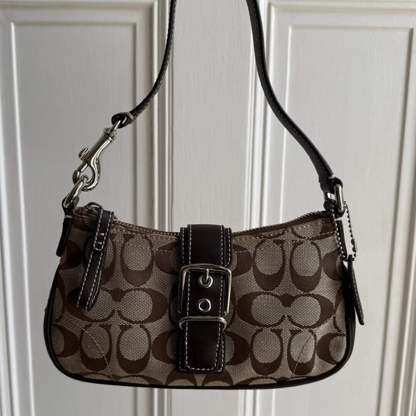 Coach Signature Mini Buckle Brown Shoulder Bag