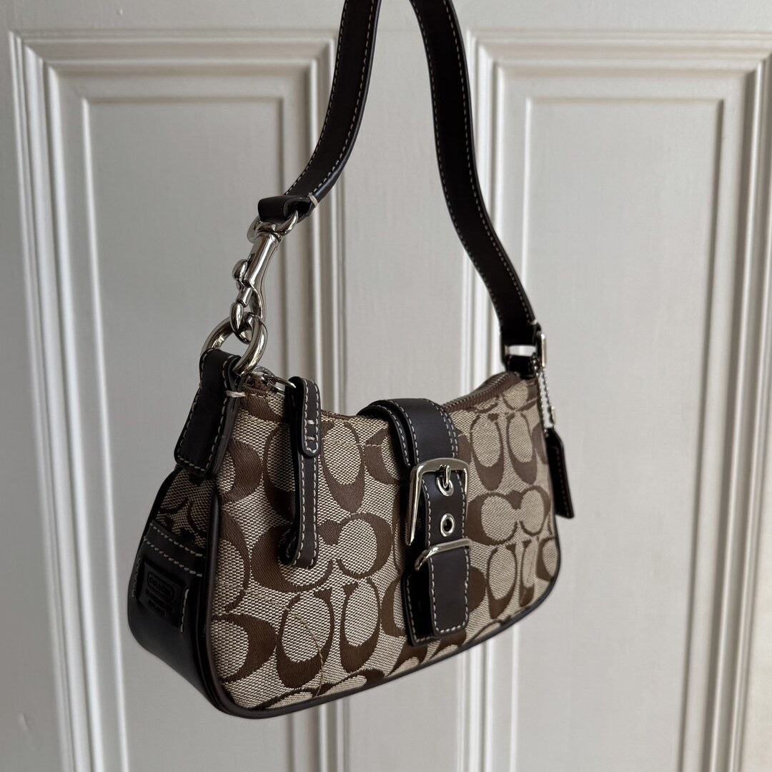 Coach Signature Mini Buckle Brown Shoulder Bag