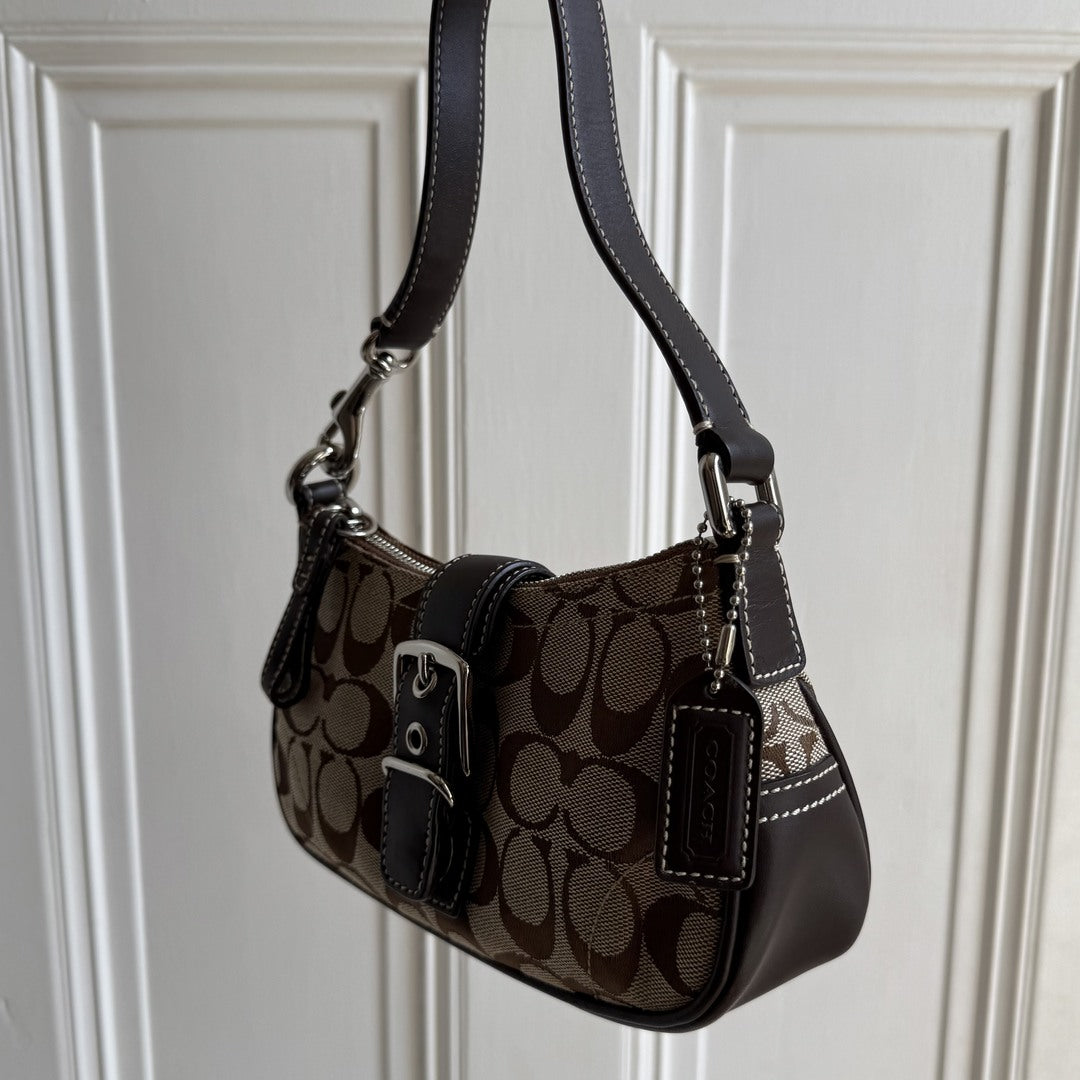 Coach Signature Mini Buckle Brown Shoulder Bag