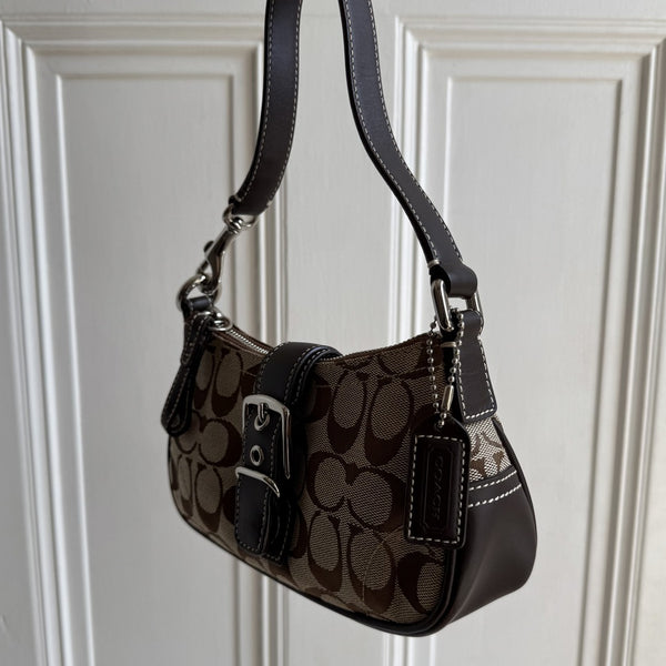 Coach Signature Mini Buckle Brown Shoulder Bag