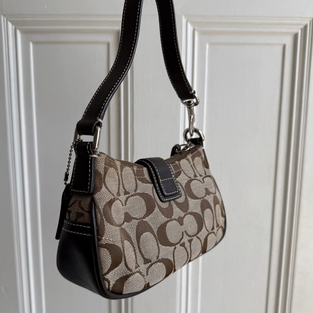 Coach Signature Mini Buckle Brown Shoulder Bag