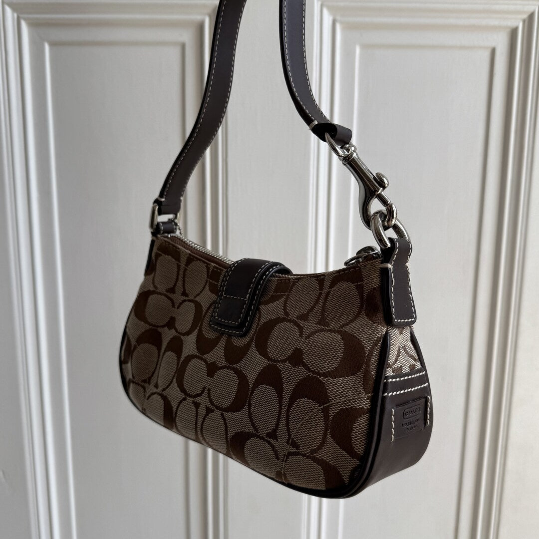 Coach Signature Mini Buckle Brown Shoulder Bag
