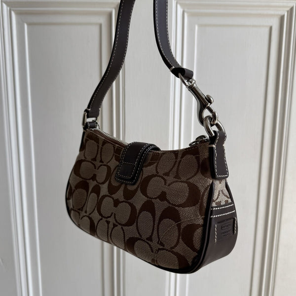 Coach Signature Mini Buckle Brown Shoulder Bag