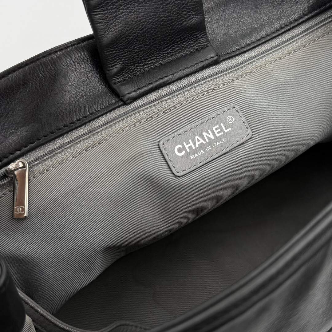 2012 Chanel CC Lambskin Black Chain Tote Bag