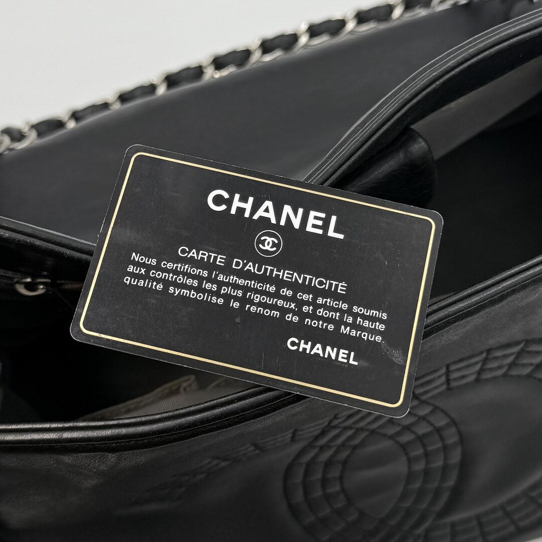 2012 Chanel CC Lambskin Black Chain Tote Bag