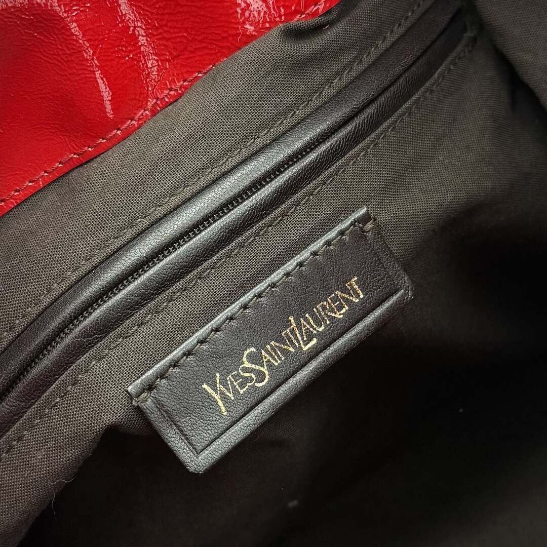 Yves Saint Laurent Hobo Patent Leather Red Tote Bag