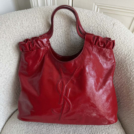 Yves Saint Laurent Hobo Patent Leather Red Tote Bag