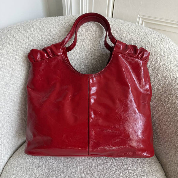 Yves Saint Laurent Hobo Patent Leather Red Tote Bag