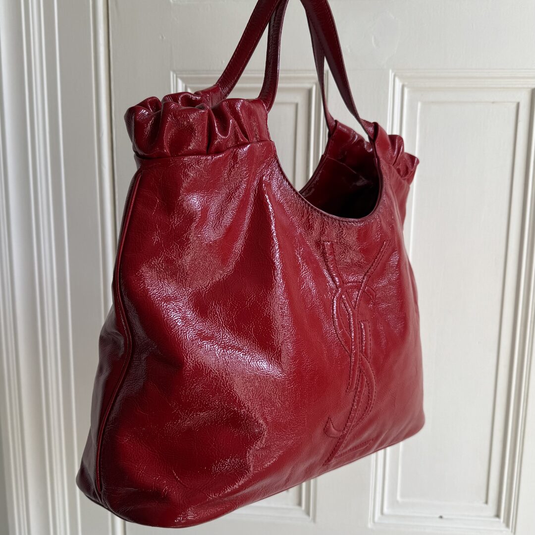 Yves Saint Laurent Hobo Patent Leather Red Tote Bag