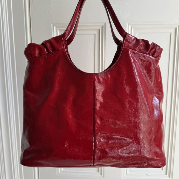 Yves Saint Laurent Hobo Patent Leather Red Tote Bag