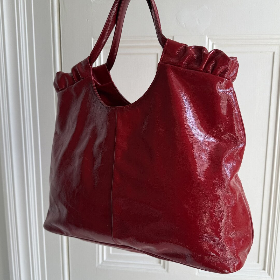 Yves Saint Laurent Hobo Patent Leather Red Tote Bag