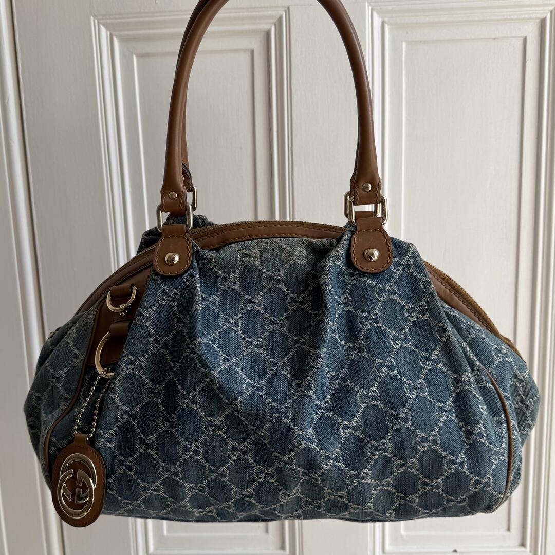 Gucci GG Denim Sukey Blue Tote Bag