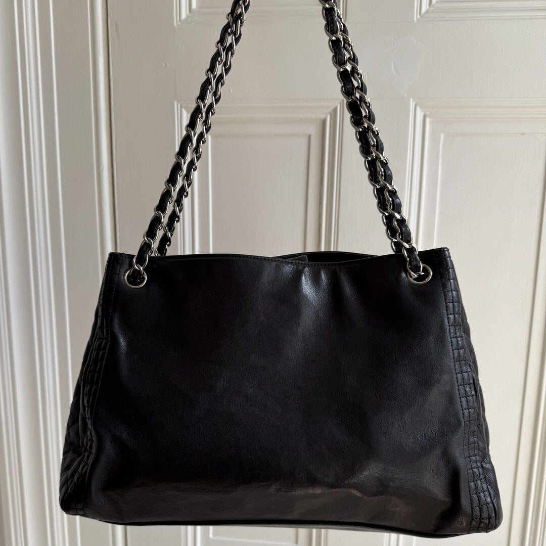 2012 Chanel CC Lambskin Black Chain Tote Bag