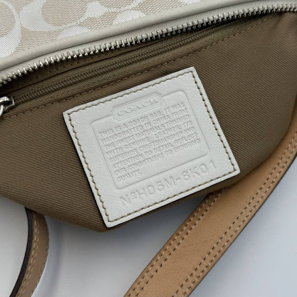 Coach Signature White Baguette Shoulder Bag