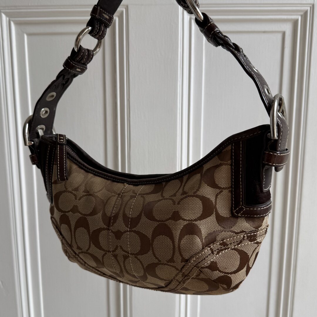 Coach Signature Croissant Brown Shoulder Bag