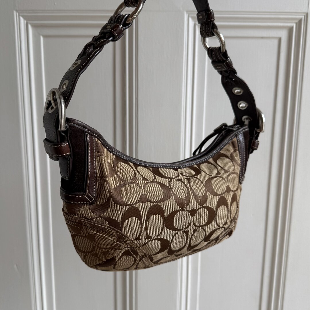 Coach Signature Croissant Brown Shoulder Bag