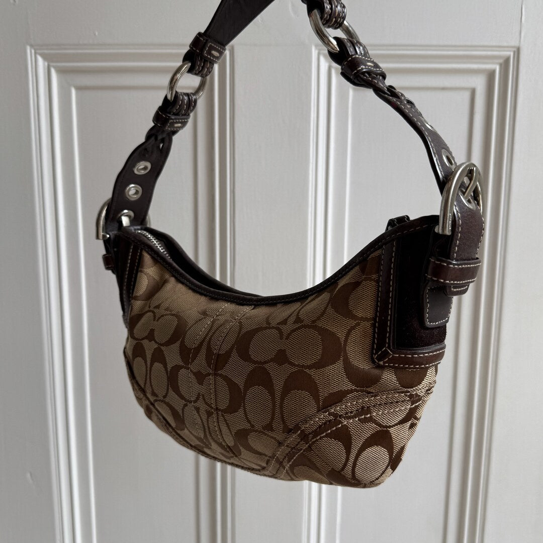 Coach Signature Croissant Brown Shoulder Bag