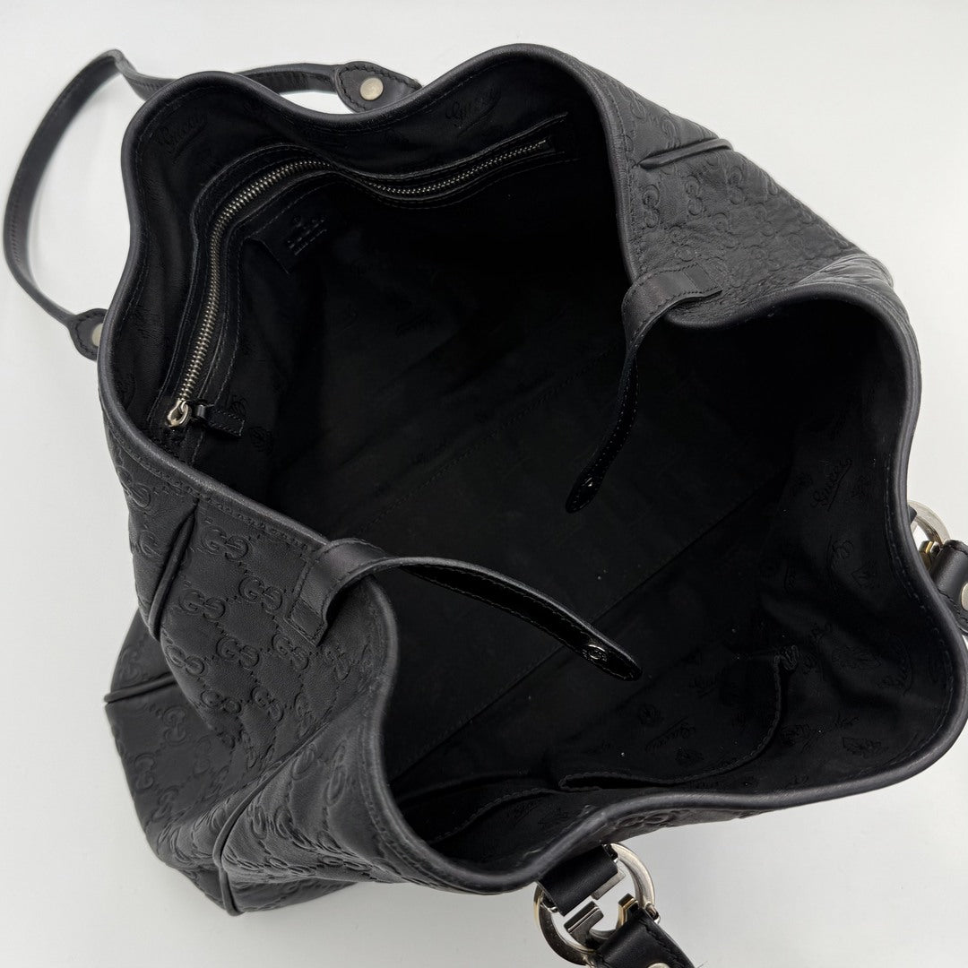 Gucci Guccissima Twins Leather Black Tote Bag