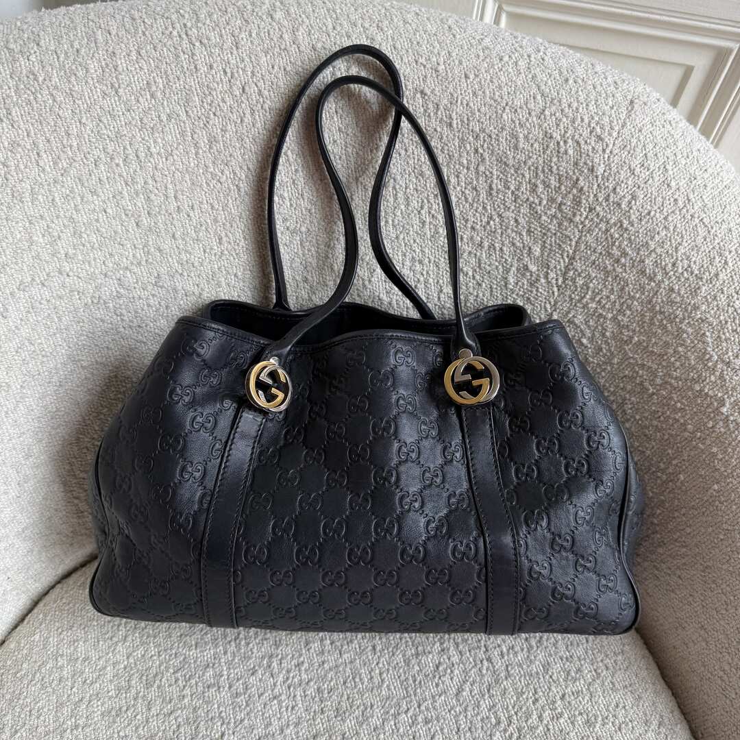 Gucci Guccissima Twins Leather Black Tote Bag