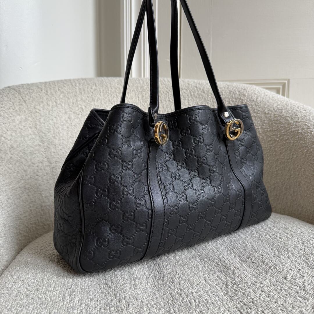 Gucci Guccissima Twins Leather Black Tote Bag